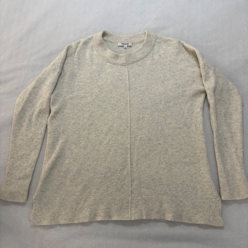 Madewell Women Oatmeal Heather Merino Wool Alpaca Blend Seam Sweater MC096 M
